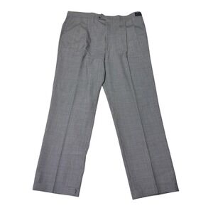 NWT Sansabelt Mens 46X33 Pleated Wool Dress Pants Gray Houndstooth Classic Fit
